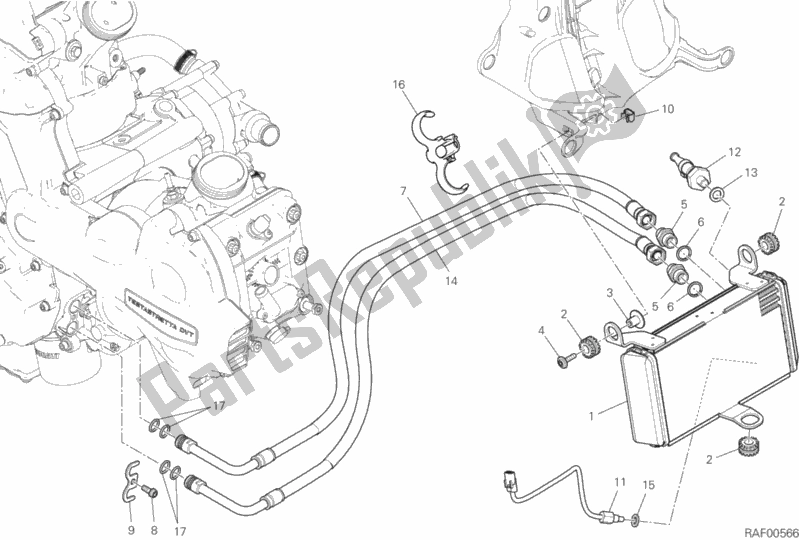 Todas as partes de Radiador De óleo do Ducati Multistrada 1200 Enduro USA 2018
